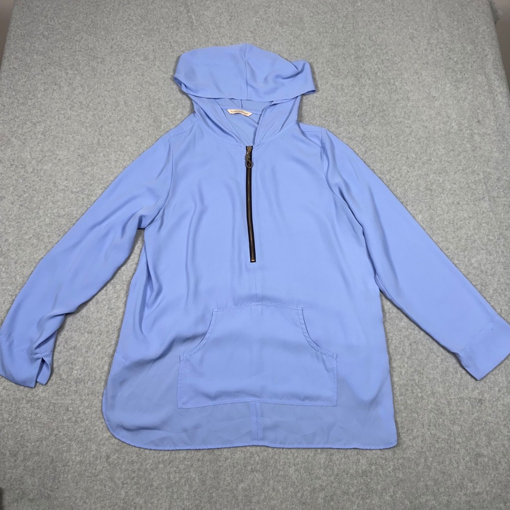 Soft Surroundings Womens Periwinkle Blue Half Zip Hooded Tunic Top Medium